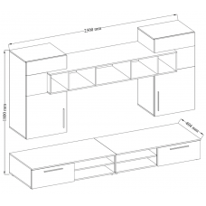 Living Wall Unit BELLA SO01 - OAK SONOMA Fronts Laminate / Body OAK SONOMA Laminate